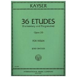 36 Etudes (Elementary and Progressive) , Opus 20 for Violin - Kayser