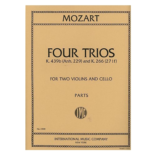 Mozart Four Trios for two violins and cello