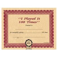 I Played It 100 Times Certificate